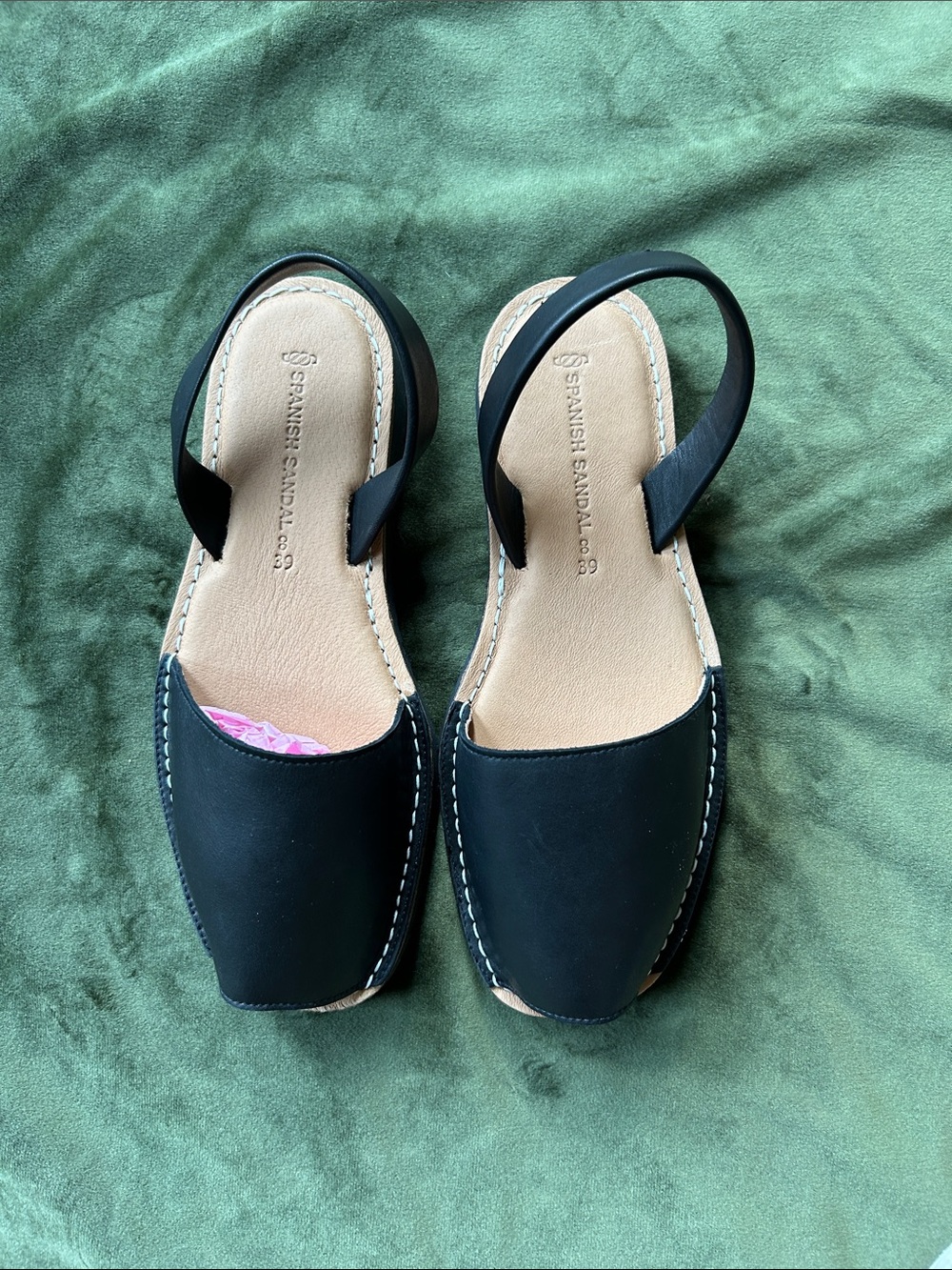 Spanish sandal co Black Leather sling back never worn